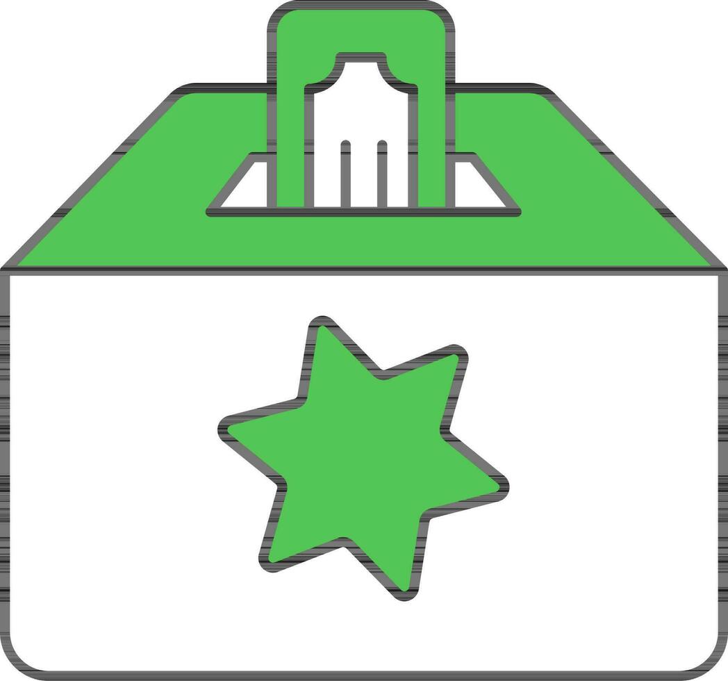 Spende Box Symbol im Grün und Weiß Farbe. vektor