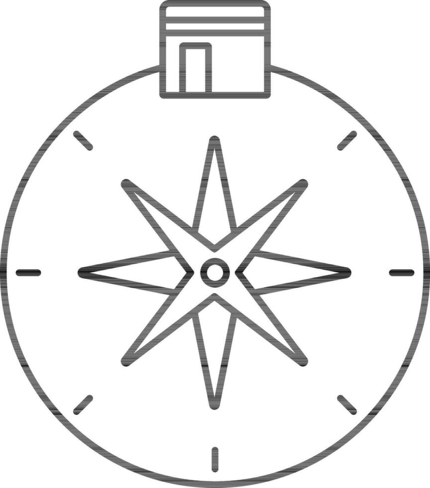 Qibla Kompass Symbol im schwarz Linie Kunst. vektor