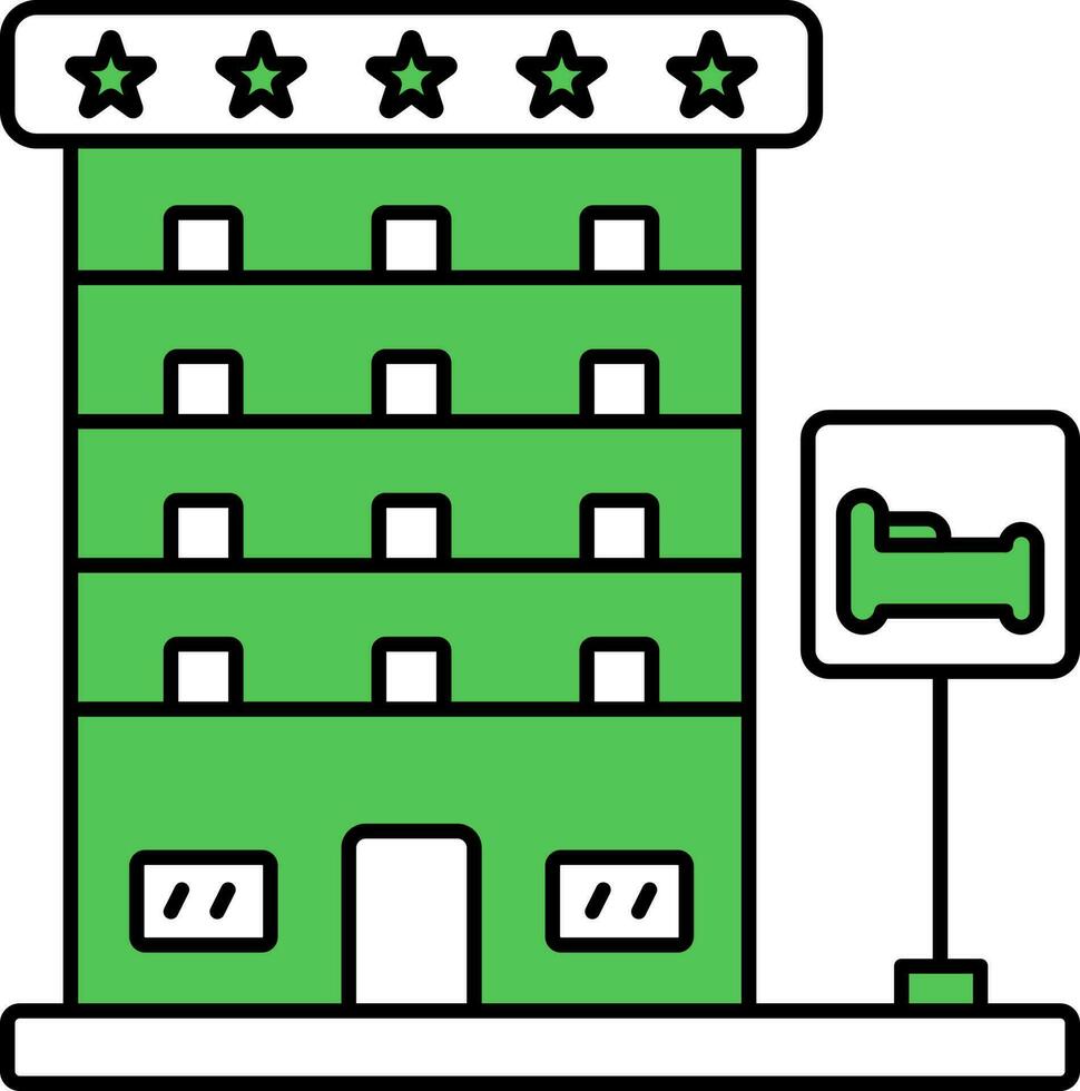 fem stjärna hotell ikon i grön och vit Färg. vektor