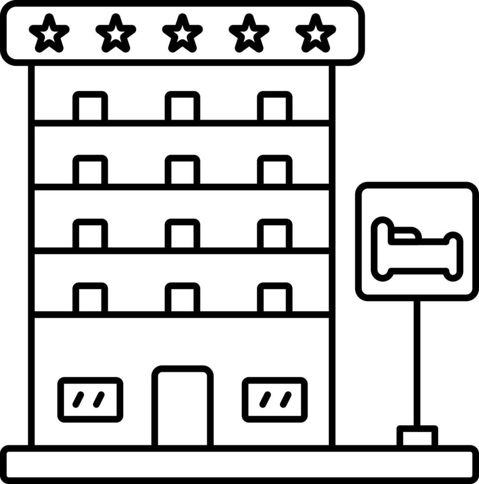 fünf Star Hotel Symbol im schwarz Linie Kunst. vektor