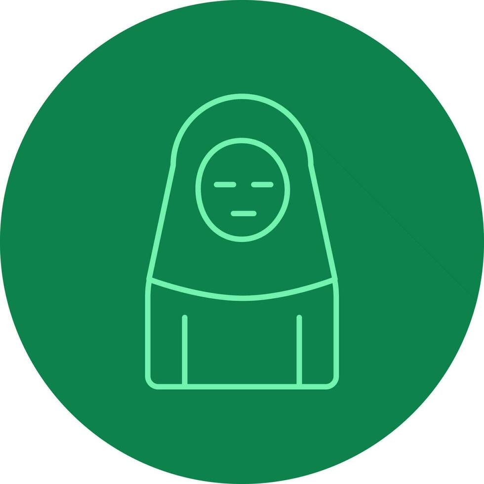 islamic kvinna ikon på grön bakgrund. vektor