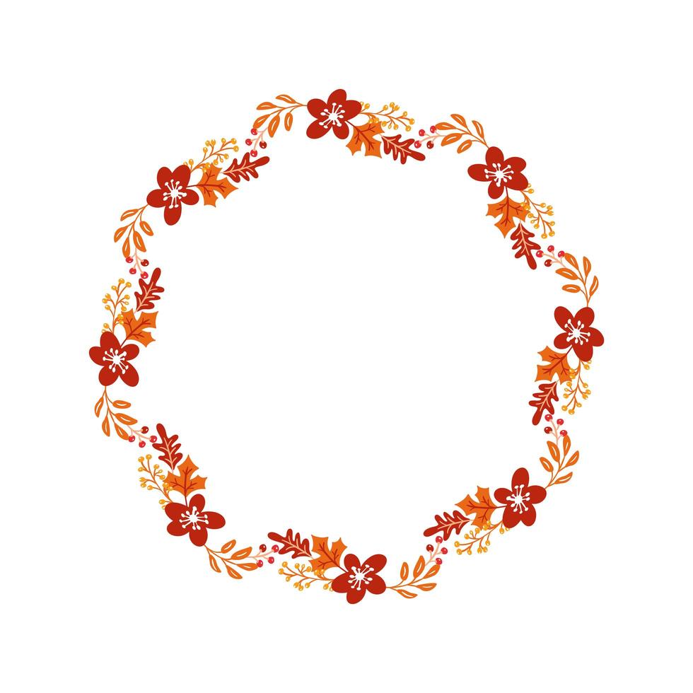 vektor ram höst bukett krans. orange blad, bär isolerad på vit bakgrund. perfekt för säsongsferier, tacksägelsedag