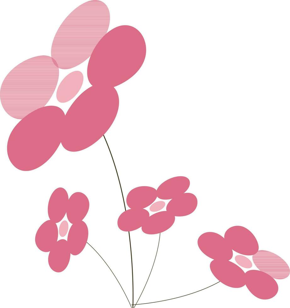 rosa och vit blommor i platt stil. vektor