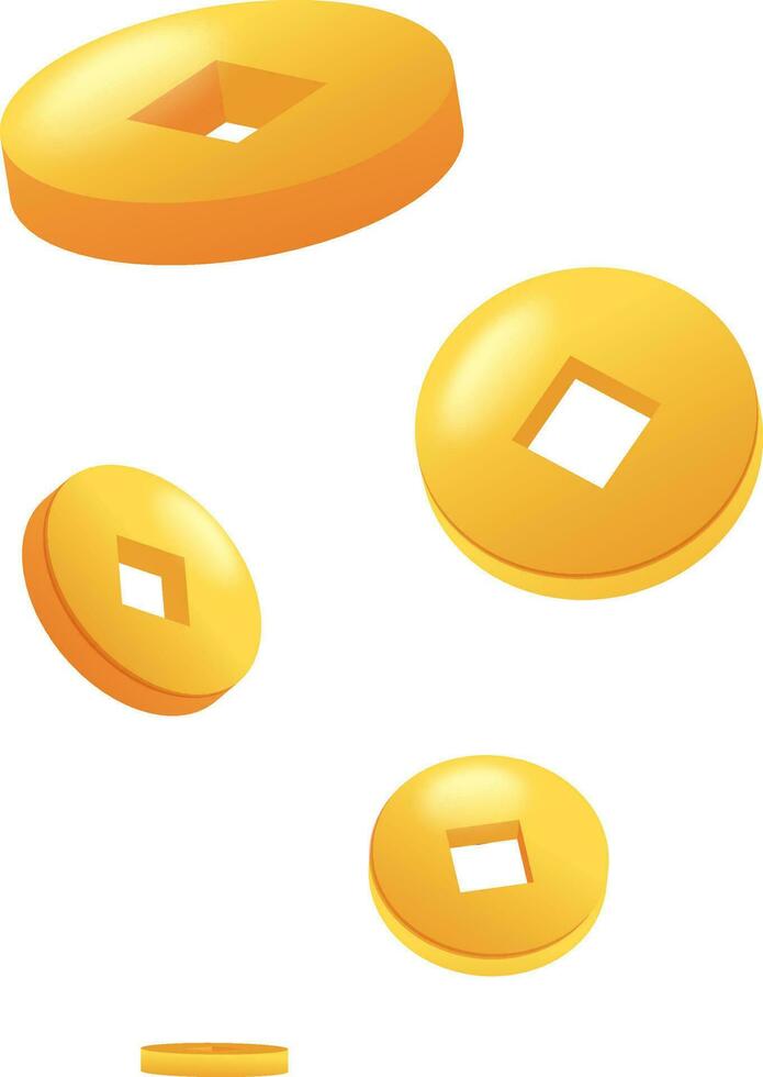 fliegend Chinesisch Geld qing ming Münzen 3d Element auf Weiß Hintergrund. vektor