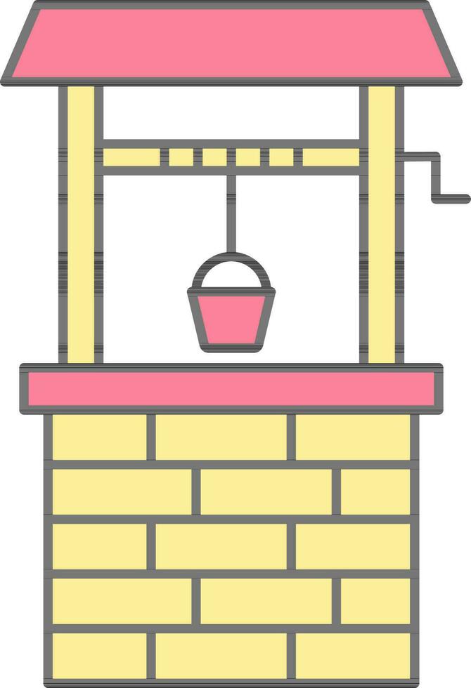 illustration av vatten väl ikon i rosa och gul Färg. vektor