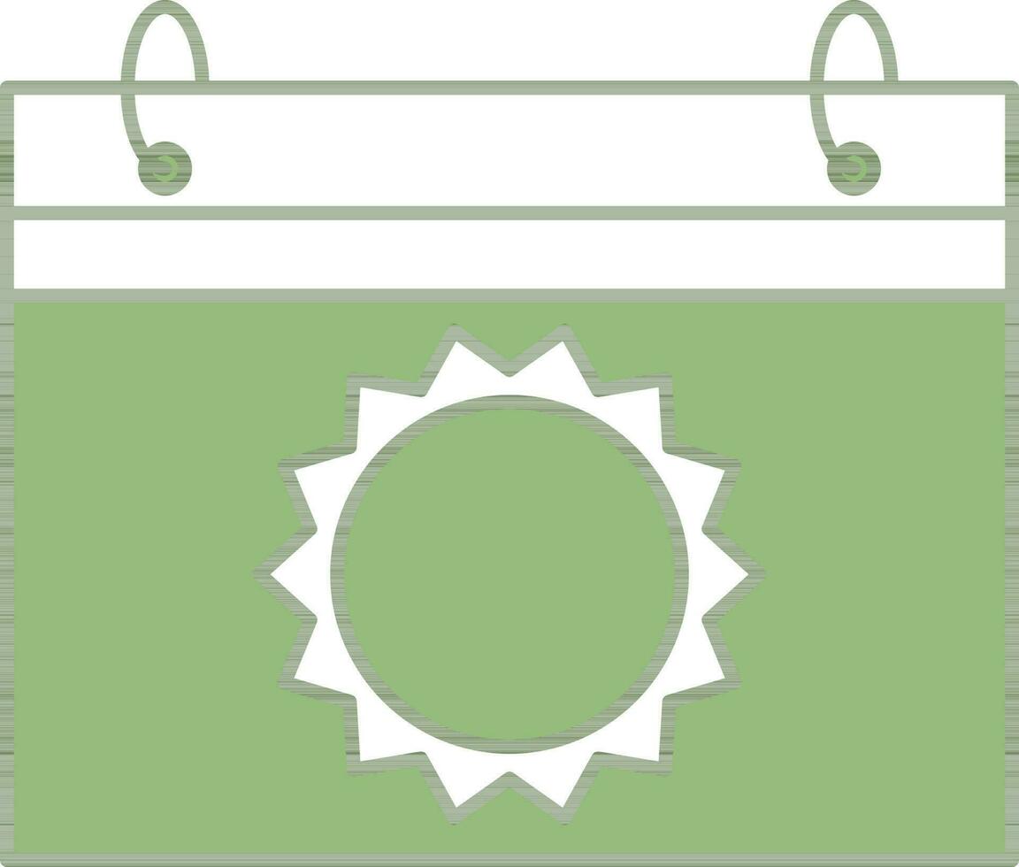 platt stil skrivbord kalender ikon i grön och vit Färg. vektor