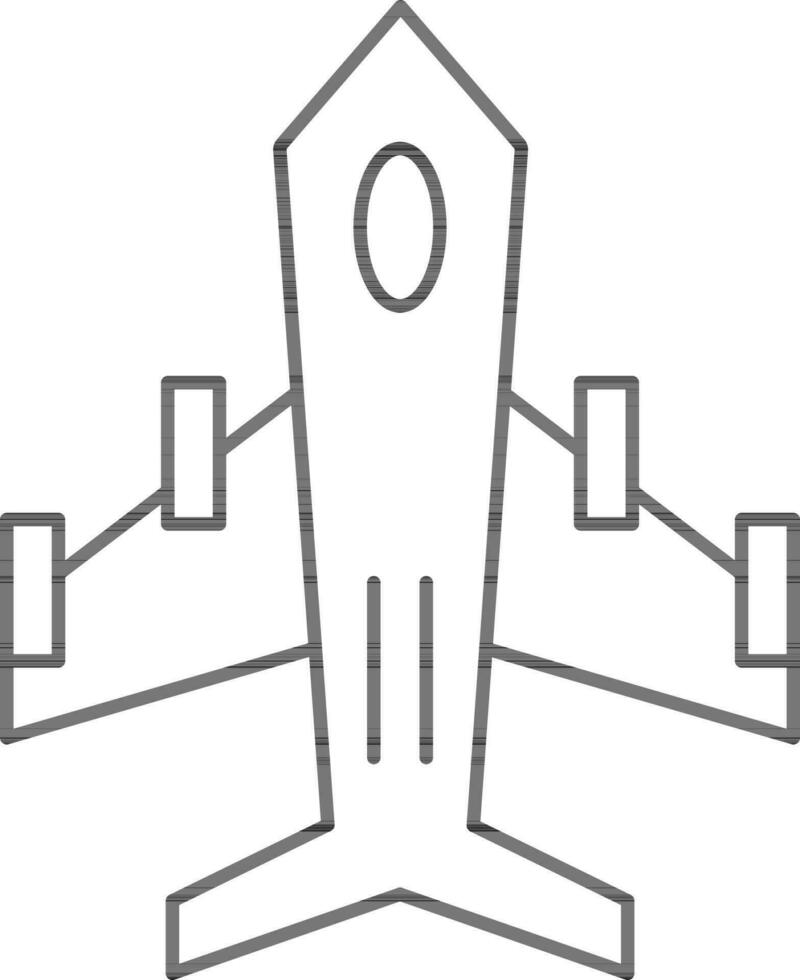 Kämpfer Jet Symbol im schwarz Linie Kunst. vektor