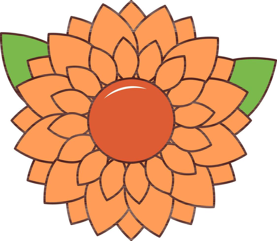 Orange Farbe Sonnenblume mit Grün Blatt Symbol. vektor