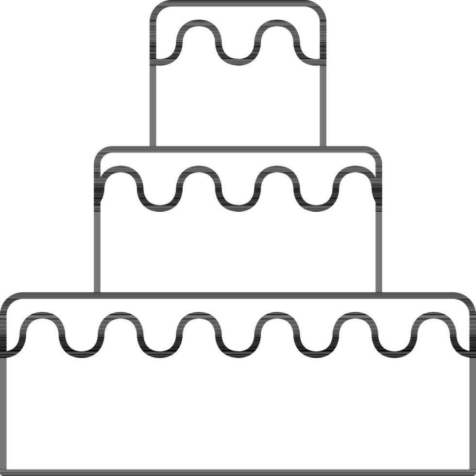 drei Schicht cremig Kuchen Linie Kunst Symbol. vektor