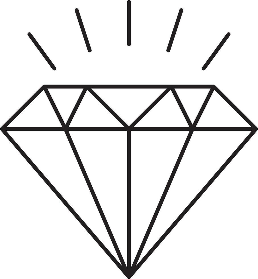 eben Stil Diamant Symbol im Linie Kunst. vektor