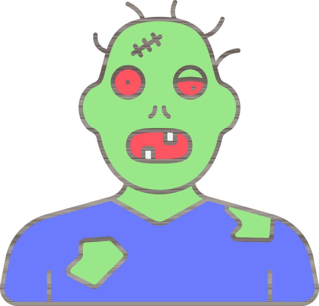 zombie ikon i grön och blå Färg. vektor
