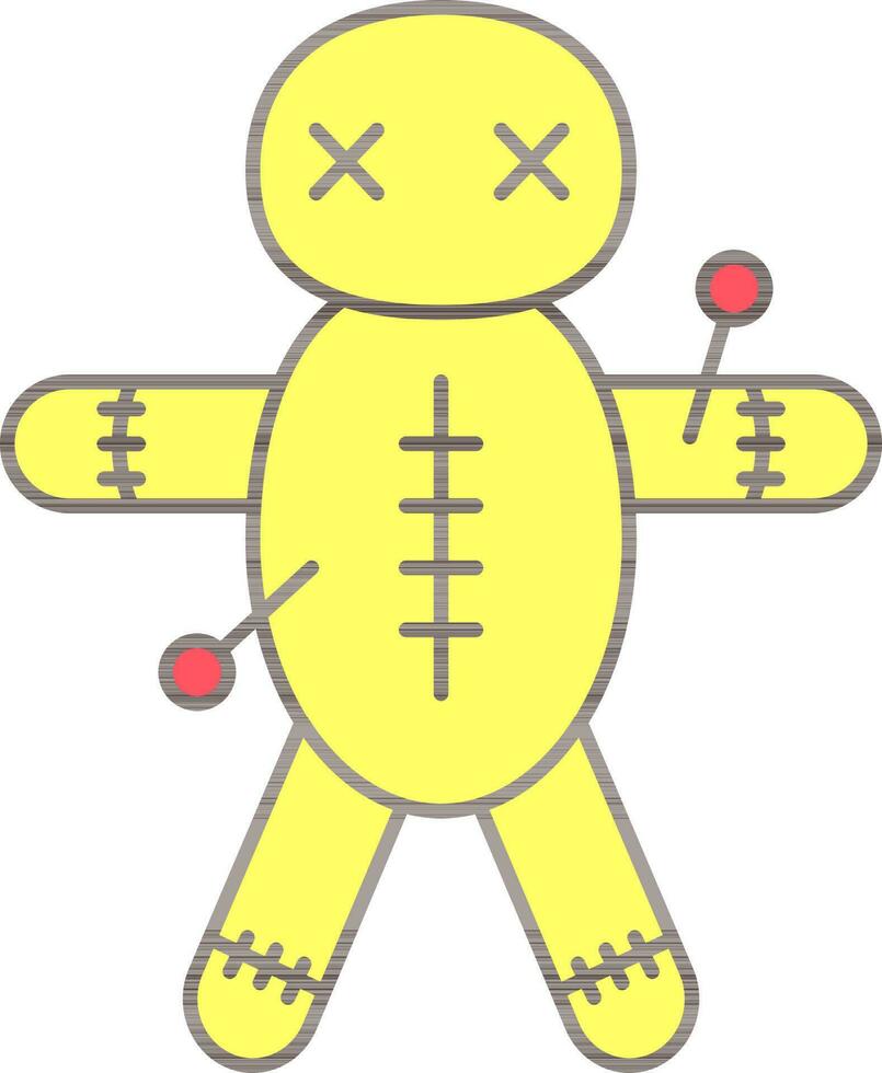 Voodoo Puppe Symbol im Gelb Farbe. vektor