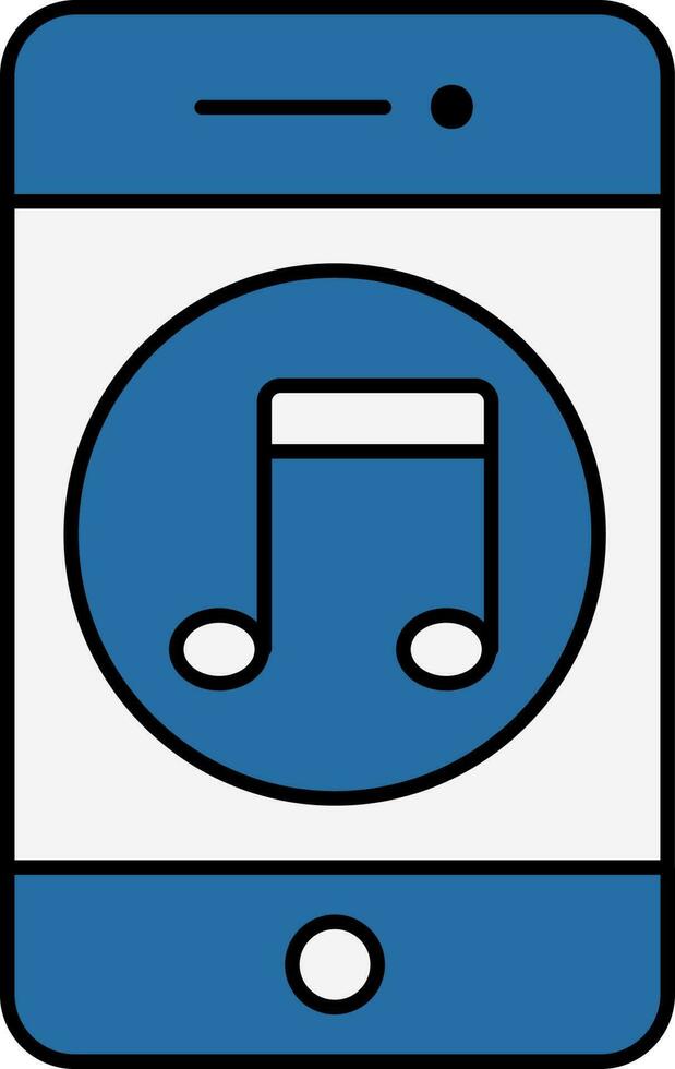 Blau und Weiß Farbe Musik- Hinweis im Smartphone Symbol. vektor