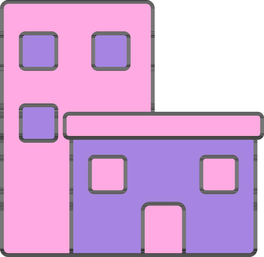 bygga ikon eller symbol i rosa och lila Färg. vektor