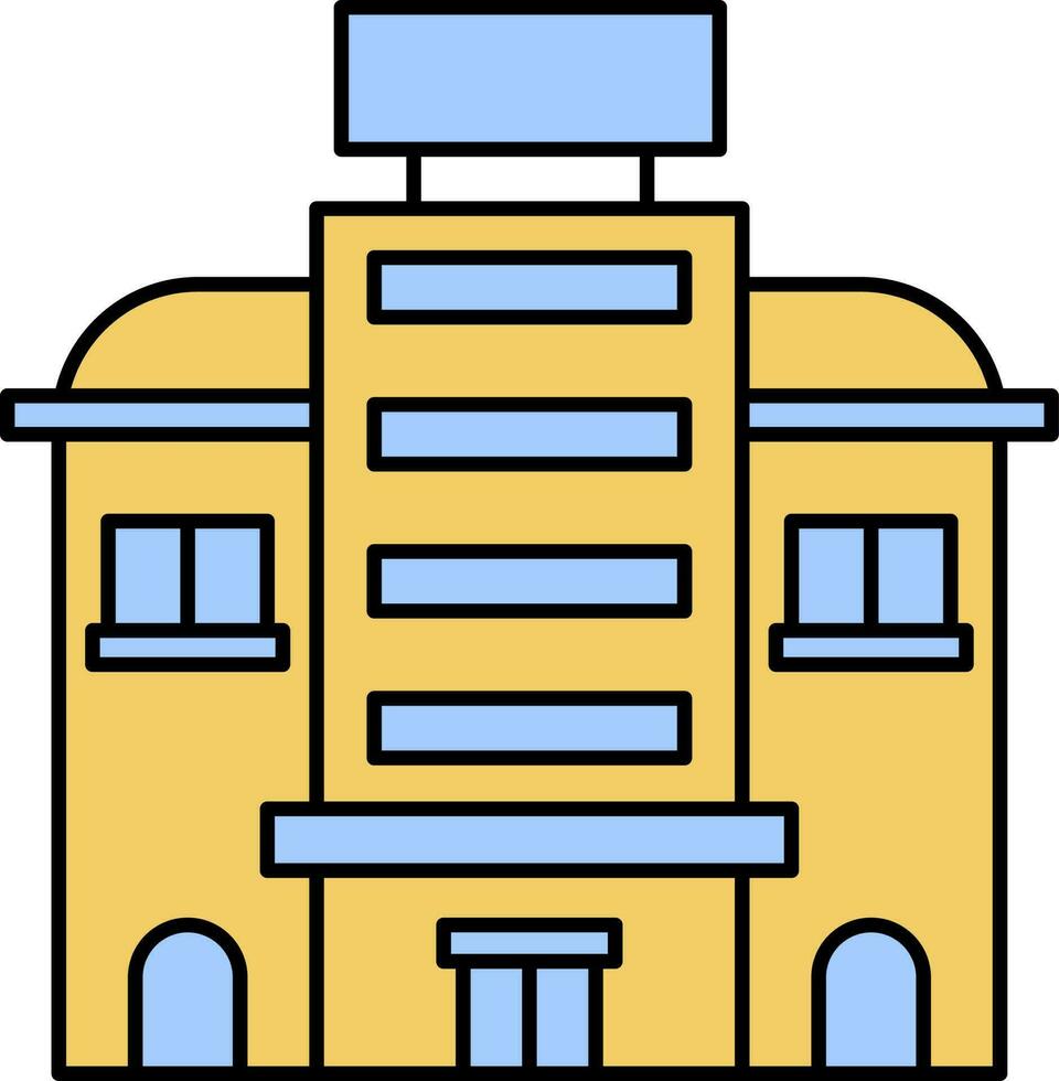 isolerat hotell eller byggnad ikon i blå och gul Färg. vektor