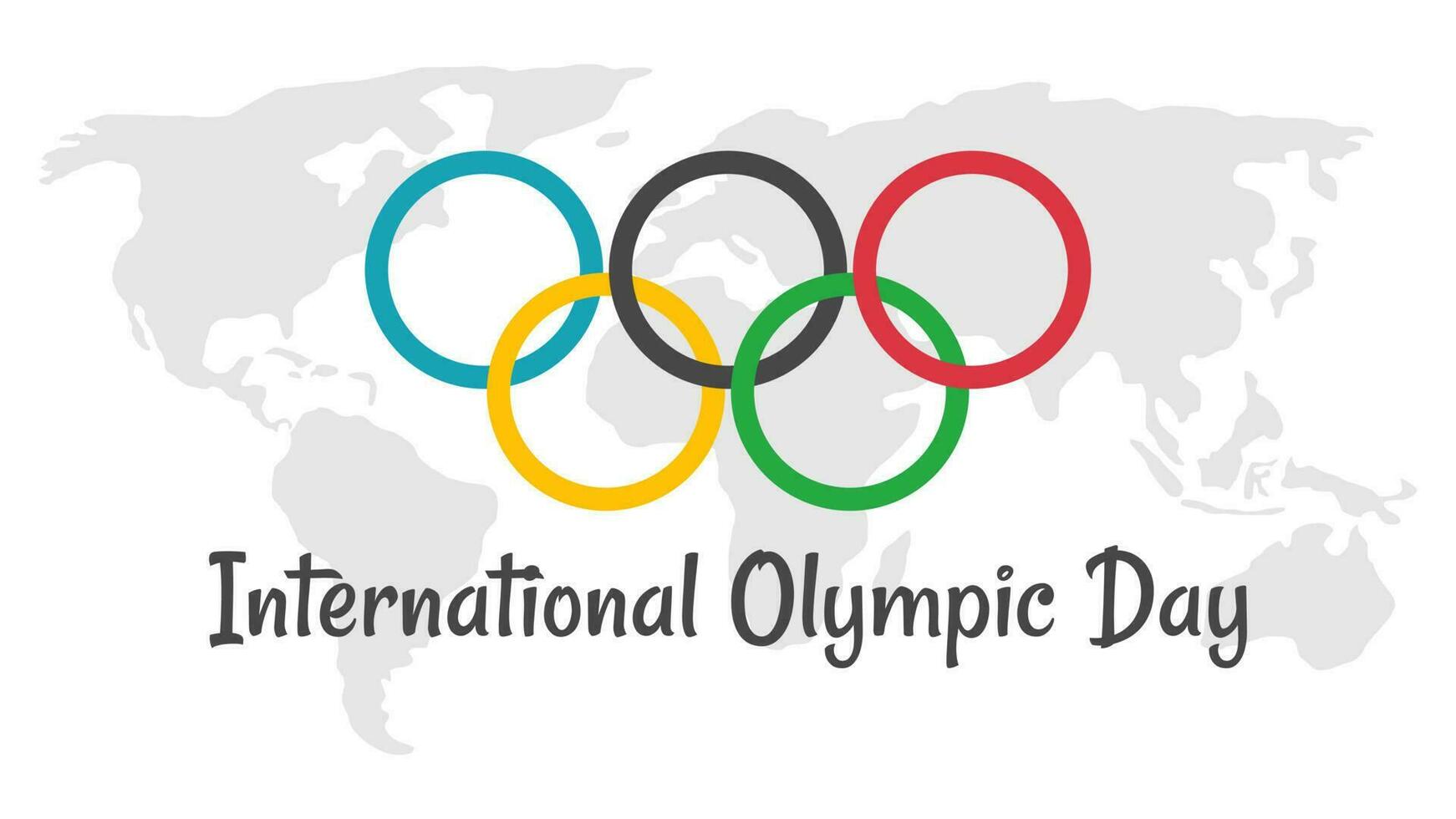 International olympisch Tag Poster mit Welt Karte Hintergrund im eben Design vektor