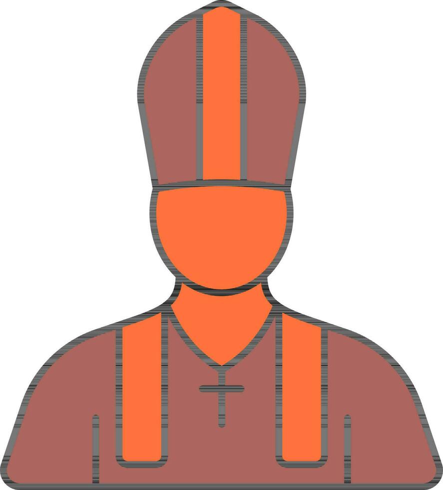 gesichtslos Papst Karikatur Orange und braun Symbol. vektor
