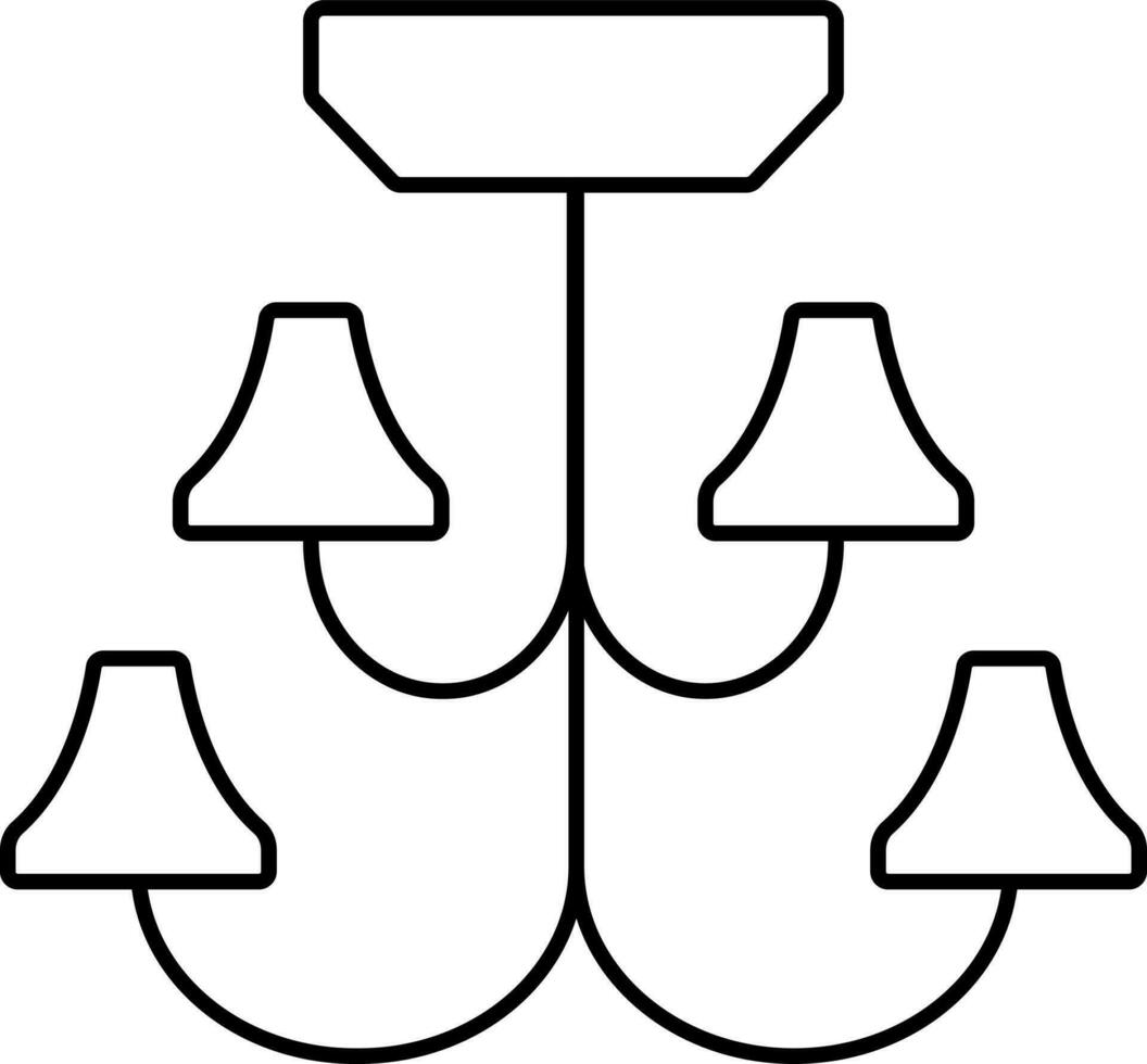 kristallkrona lampor ikon i svart översikt. vektor