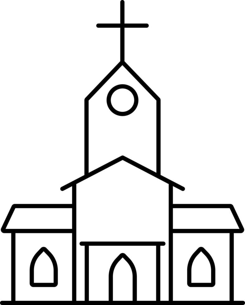 schwarz Schlaganfall Kirche Gebäude Symbol im eben Stil. vektor