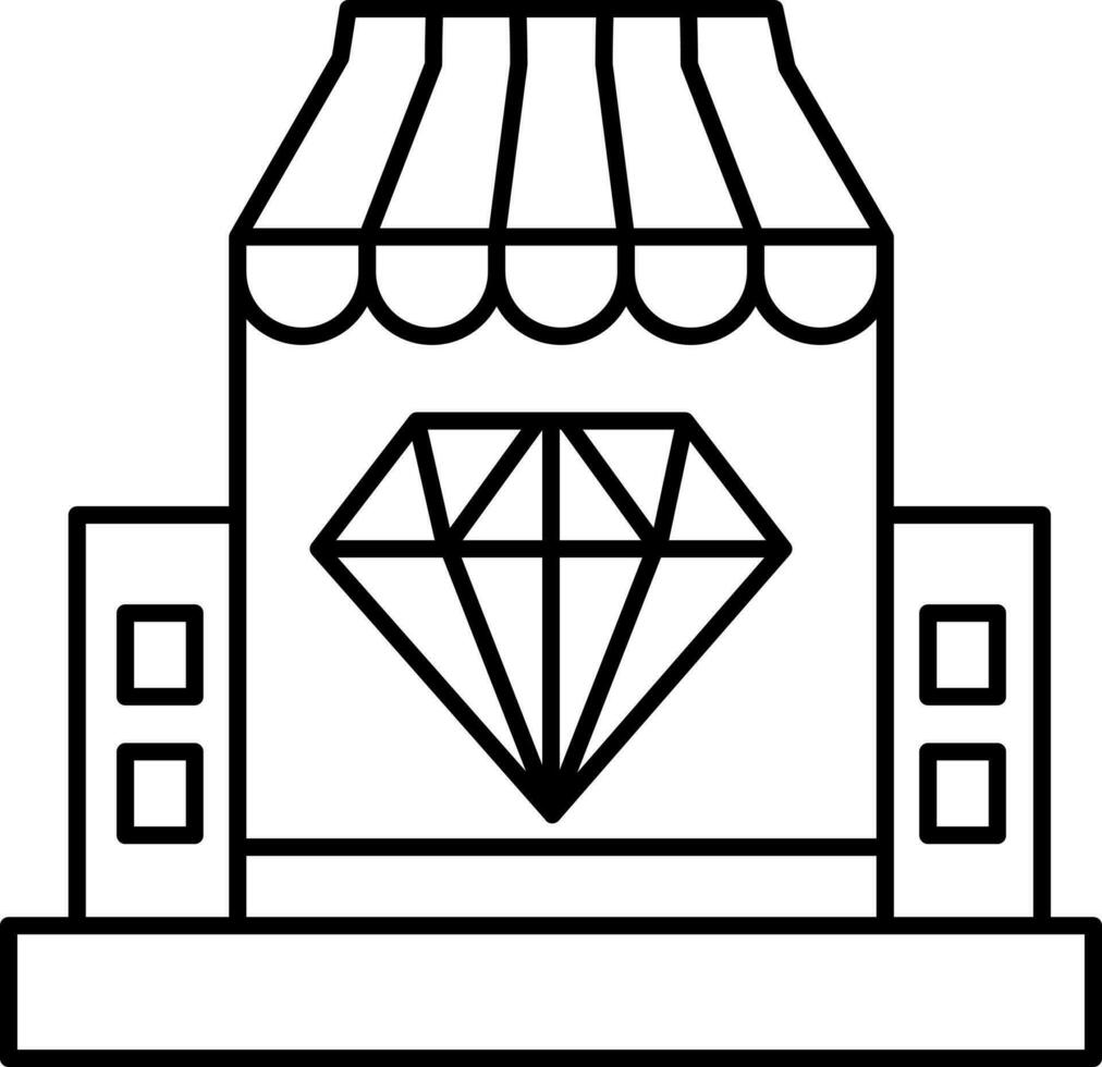 Diamant oder Schmuck Geschäft Symbol im schwarz Umriss. vektor