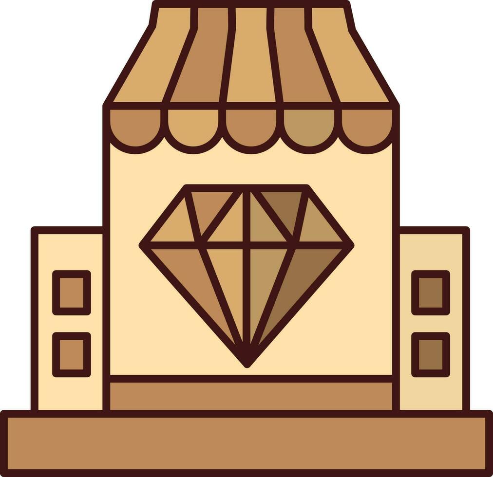 diamant eller Smycken affär ikon i brun Färg. vektor