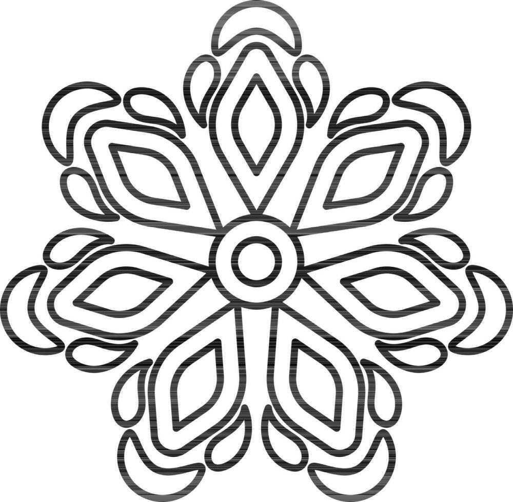 eben Stil Mandala Blume Symbol im dünn Linie Kunst. vektor