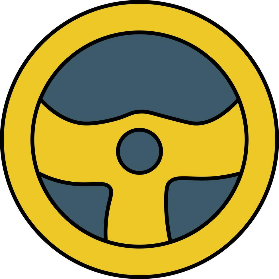 styrning hjul ikon i blå och gul Färg. vektor