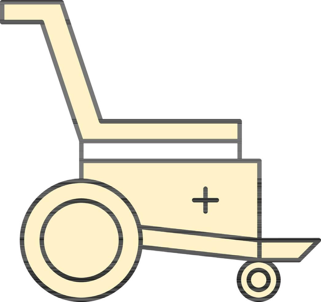 gul och svart hjul stol ikon i platt stil. vektor