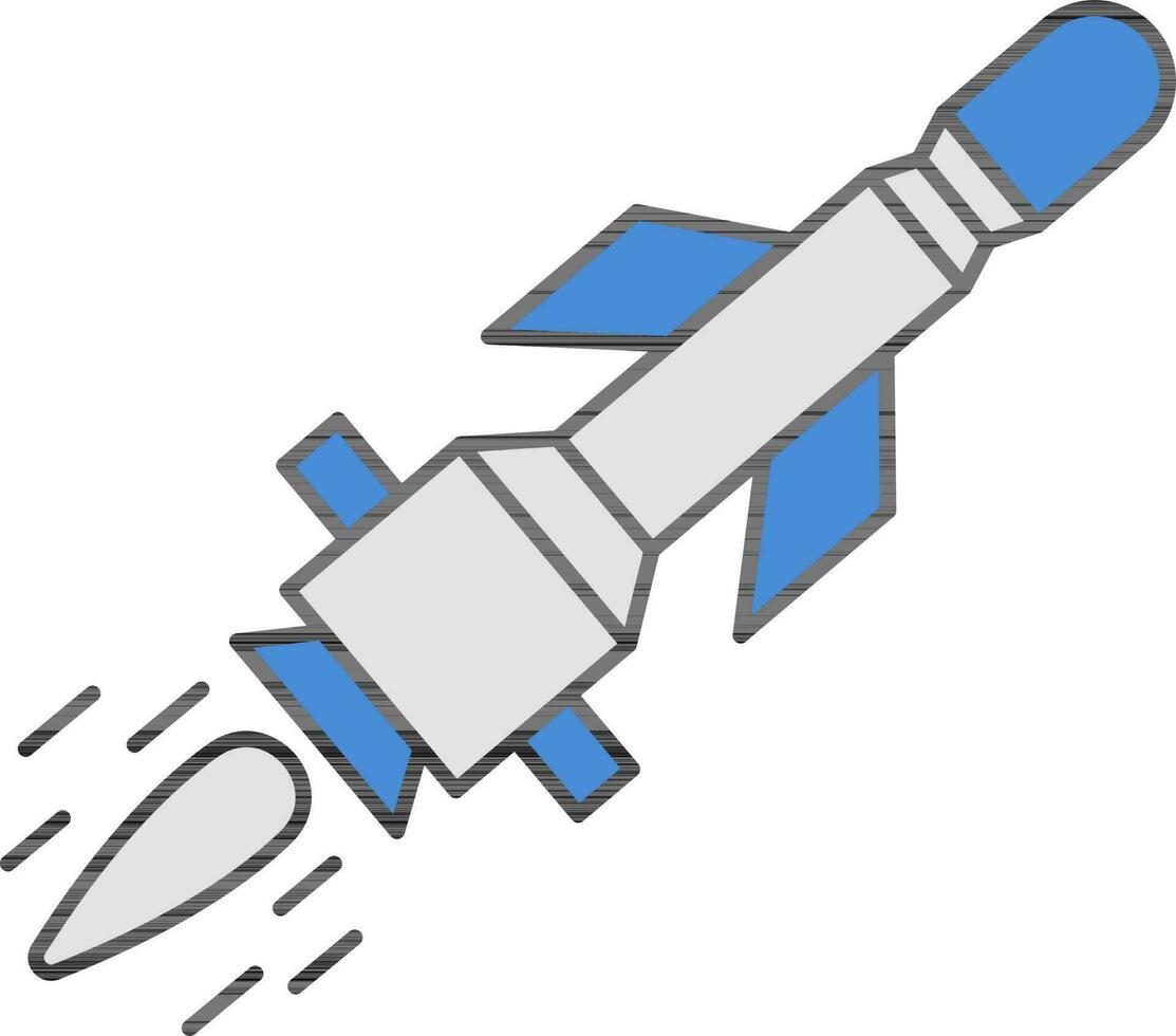 isoliert Blau und grau Farbe Rakete Symbol im eben Stil. vektor