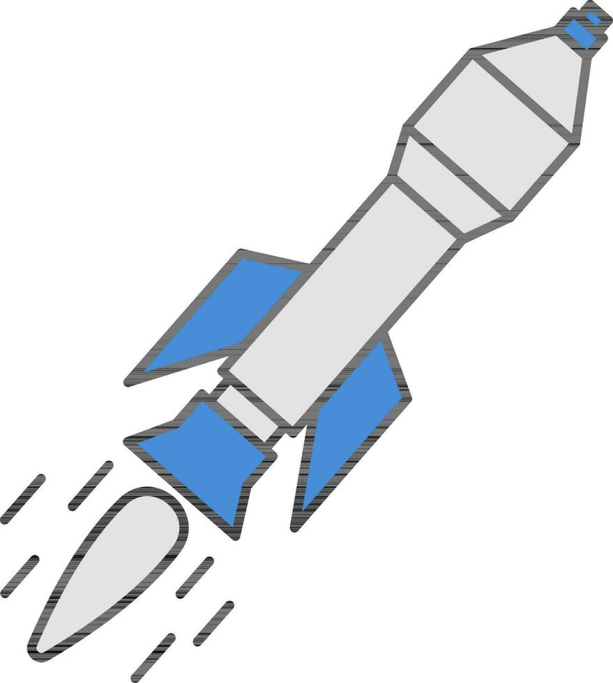 isolerat missil ikon i blå och grå Färg platt stil. vektor