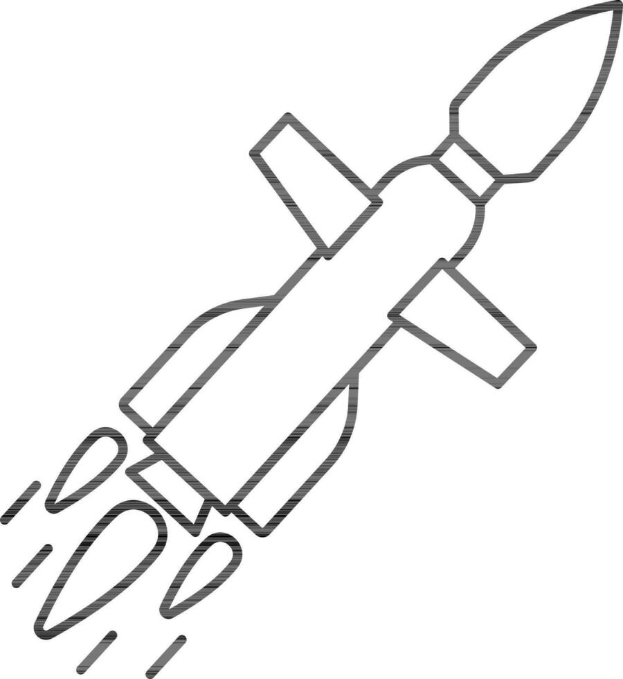 illustration av missil eller raket ikon i tunn linje konst. vektor