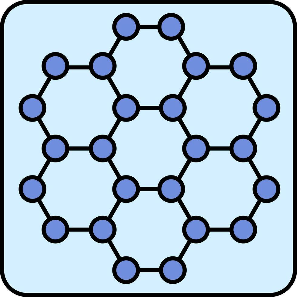 Zellen oder Moleküle Struktur Bildschirm Symbol im Blau Farbe. vektor