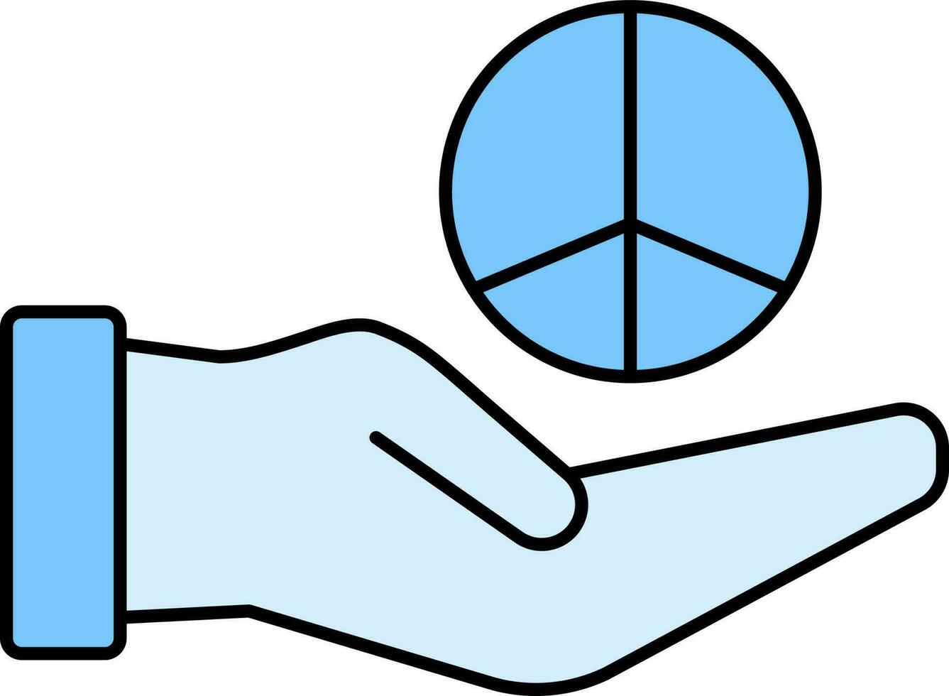 Hand halten Frieden Symbol Symbol im Blau Farbe. vektor