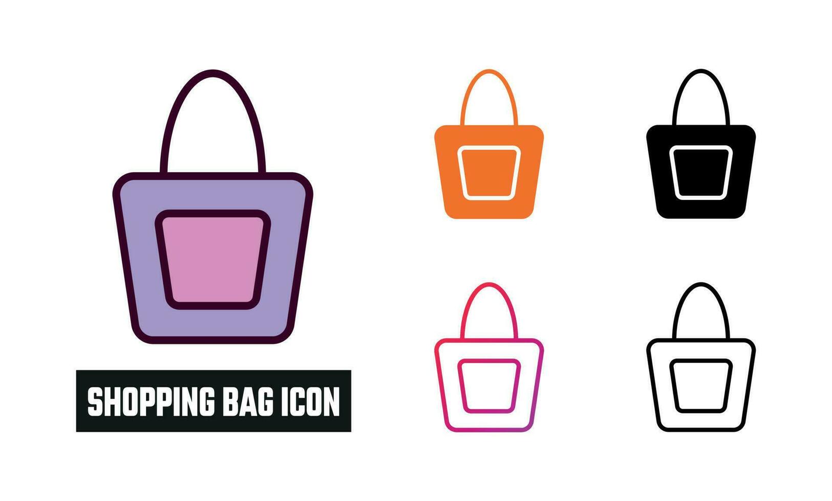Einkaufen Tasche Symbol einstellen Vektor Illustration