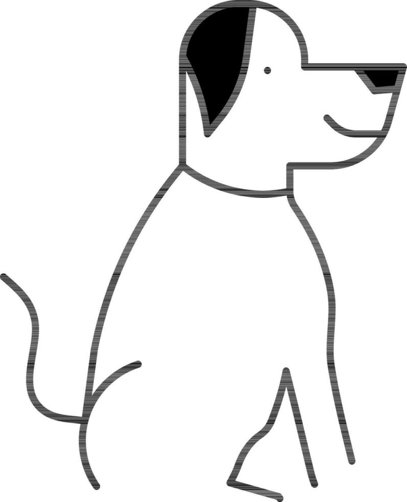 svart linje konst hund ikon i platt stil. vektor