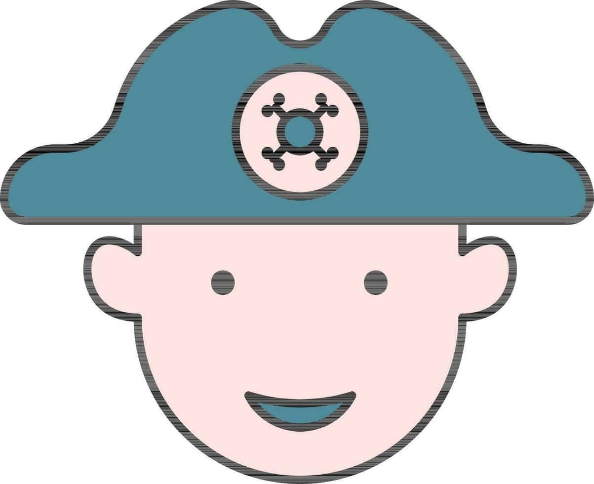 keps bär Lycklig pirat ansikte ikon i kricka och rosa Färg. vektor