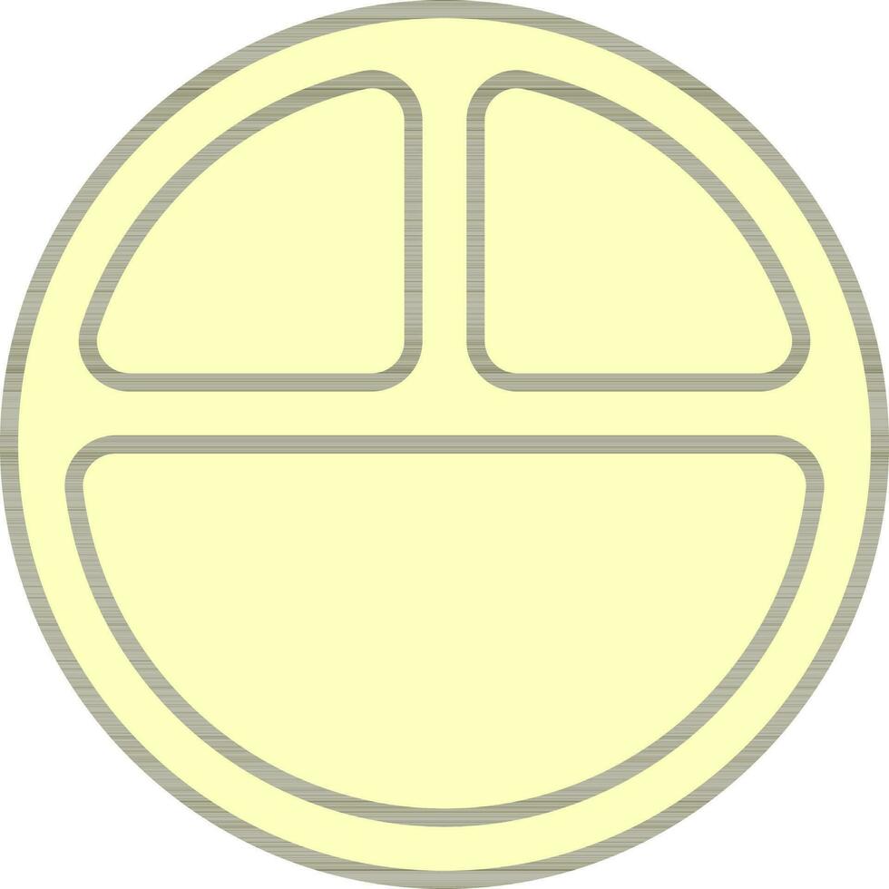 drei geteilt Teller Symbol im Gelb Farbe. vektor