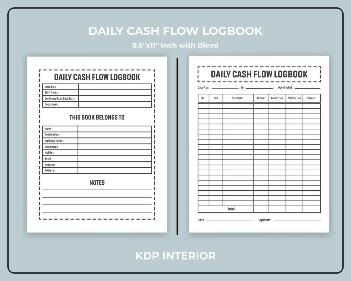 dagligen kontanter strömma loggbok kdp interiör vektor