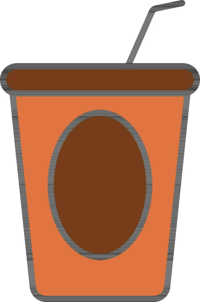 Einweg Tasse mit Stroh Symbol im Orange und braun Farbe. vektor