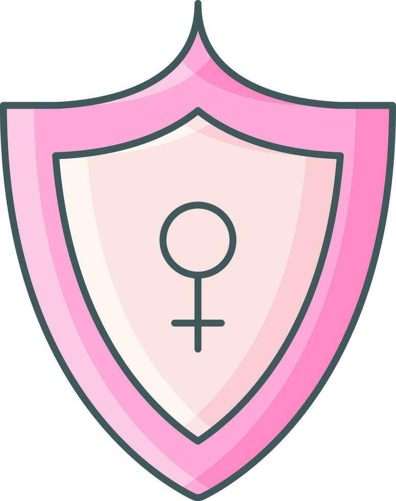 illustration av skydda med kvinna kön ikon i platt stil. vektor
