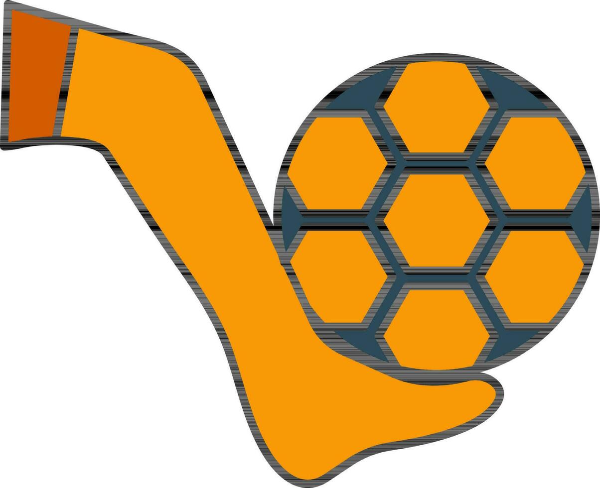 illustration av sparka fotboll ikon i blå och orange Färg. vektor