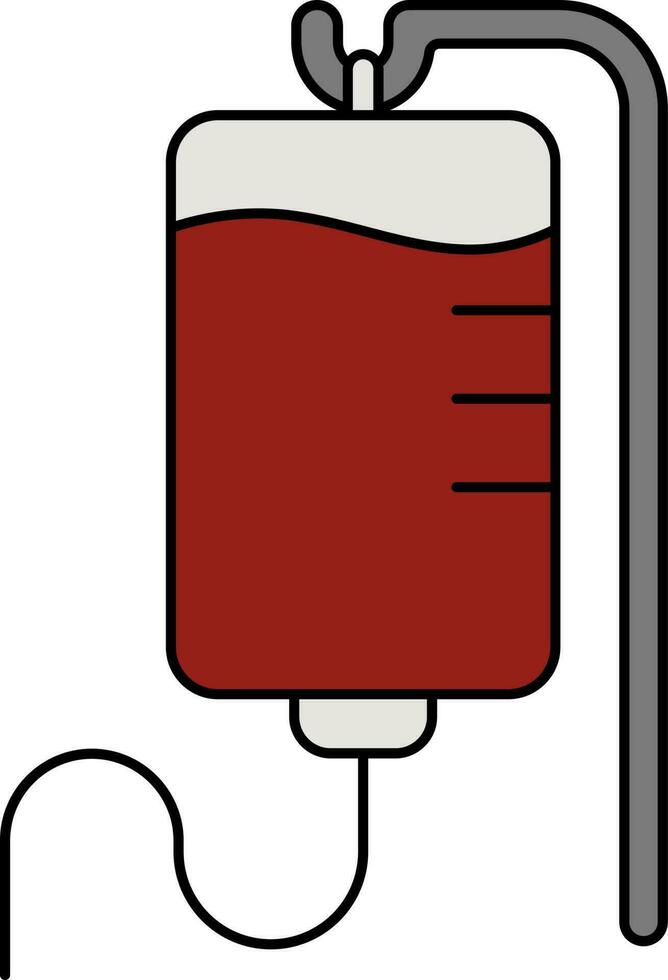 blod väska stå ikon i röd och grå Färg. vektor