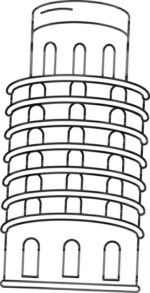 Turm von pisa Symbol im schwarz Linie Kunst. vektor