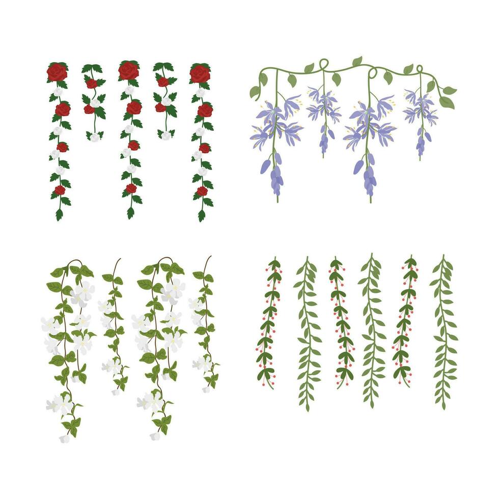 dinglande blomma element. illustration av Hem hängande löv av växt sträng av nickel isolerat på vit bakgrund. vektor