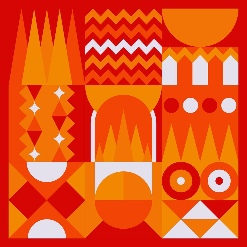 Sommer- auf Feuer geometrisch Hintergrund Design mit würzig heiß Farbe Thema. geeignet zum Vorlage, Banner, Abdeckungen, Hintergrund und Mauer Dekoration, Netz Design, Karten, Poster, usw. vektor