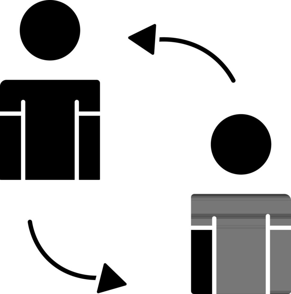 två människor utbyta ikon i svart och vit Färg. vektor