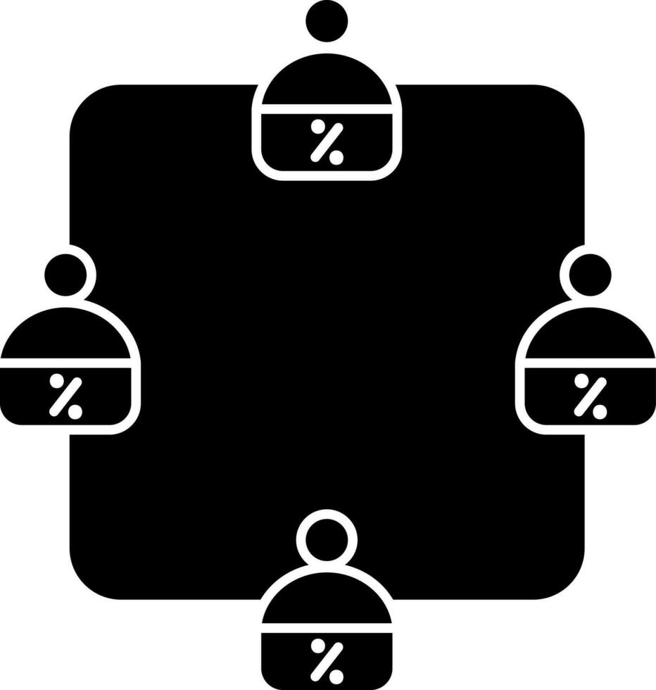 människor eller kandidat procentsats Diagram eller resultat ikon i svart och vit Färg. vektor