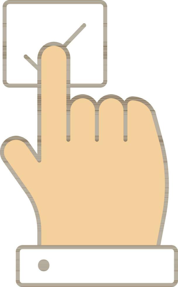 Finger wählen Tick Symbol im Weiß und braun Farbe. vektor