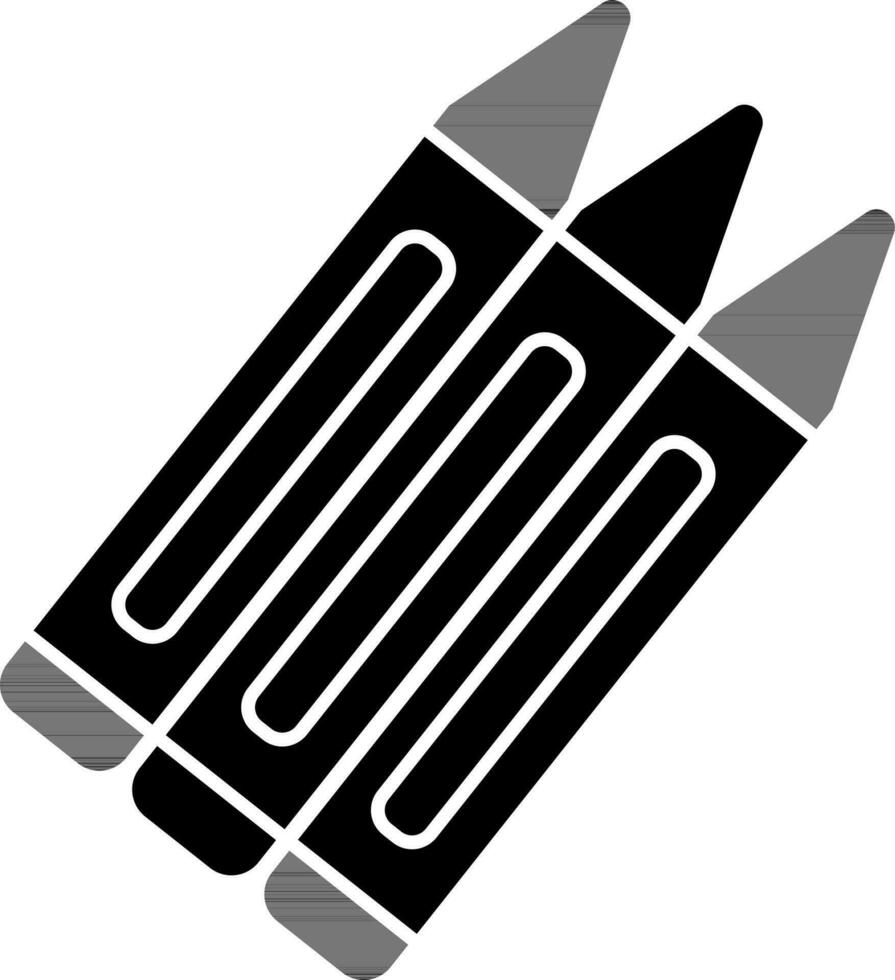 schwarz und Weiß Farbe Buntstifte Symbol. vektor