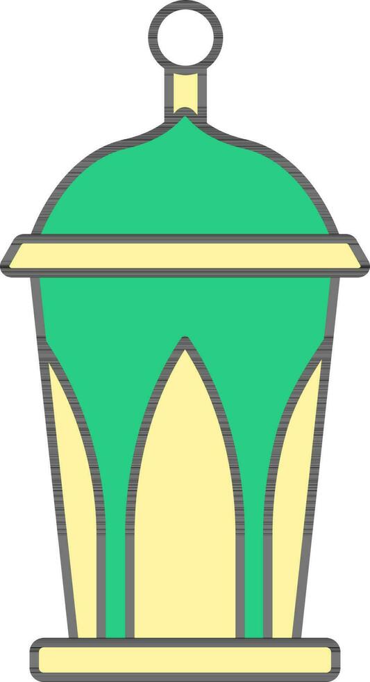Arabisch Laterne Symbol im Grün und Gelb Farbe. vektor
